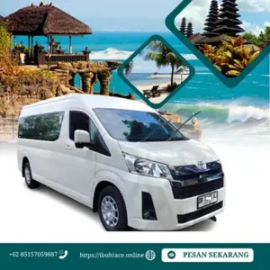 Rental Hiace di Bali kapasitas 14 orang, fasilitas AC, kursi empuk, dan layanan terbaik untuk perjalanan aman.