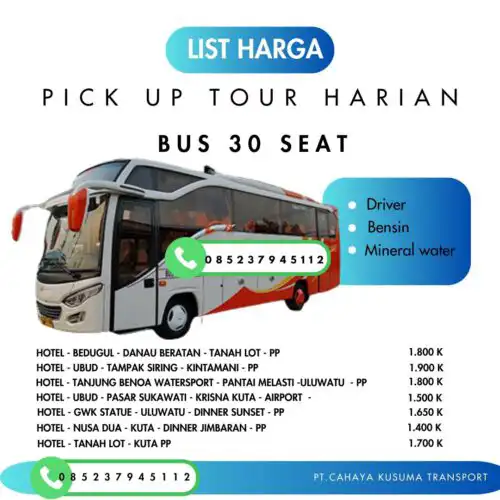 Info harga bus Bali